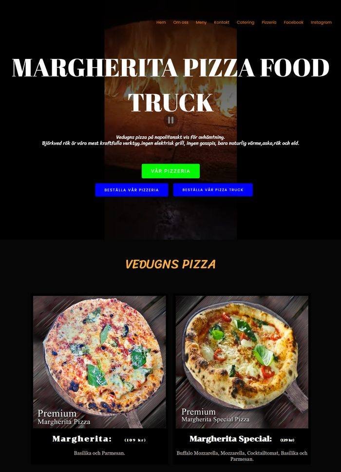 Margherita Pizza website screenshot